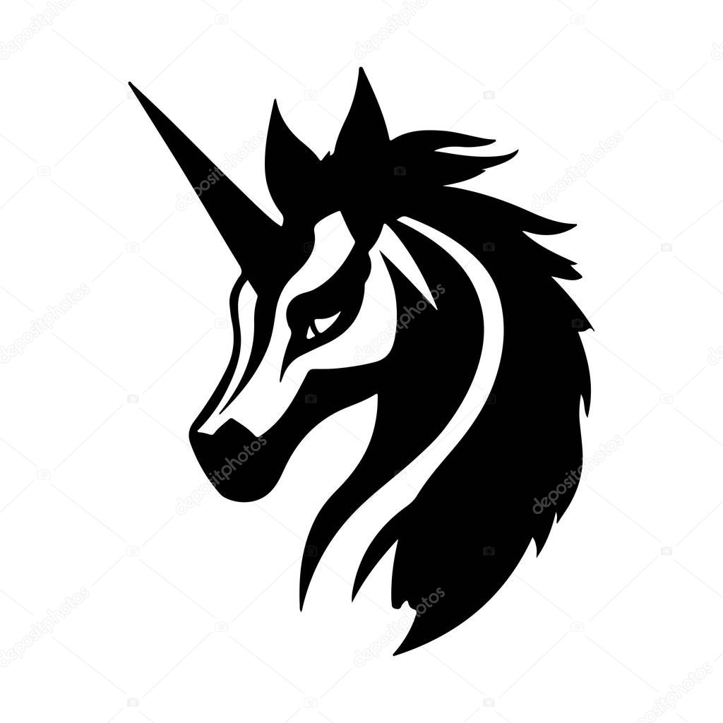 Unicorn Head Black  White Design
