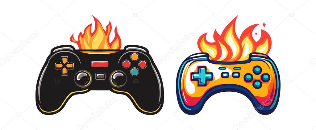Flaming Game Controllers Design Template