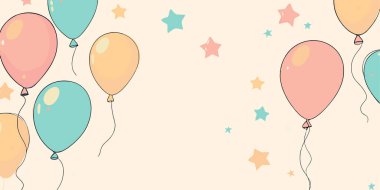 Pastel Balonları Yıldızların Arkaplan Yazdırılabilir Resim Arkaplanı