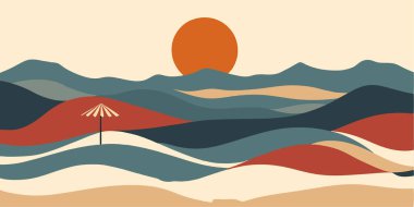 Çarpıcı Günbatımı Dağ Manzarası Dijital Resim Arkaplanı