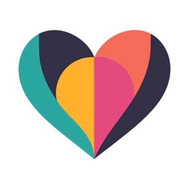 Renkli Soyut Kalp Logosu Grafik Tasarımı