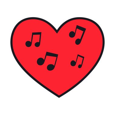Music Love Heart Romantik Müzik Tasarımı