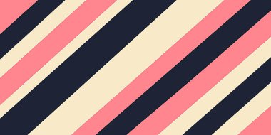 Çapraz Çizgili Şablon Pembe Krem ve Donanma Tasarımı