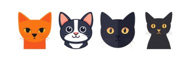 Piksel Kedi Sanatı Turuncu Siyah ve İki Renkli Kedi Çizimleri