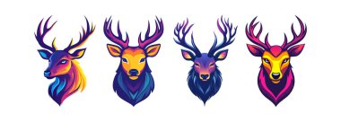 Canlı Geyik Başı Renkli Hayvan Sanatı Yazıları Tasarladı