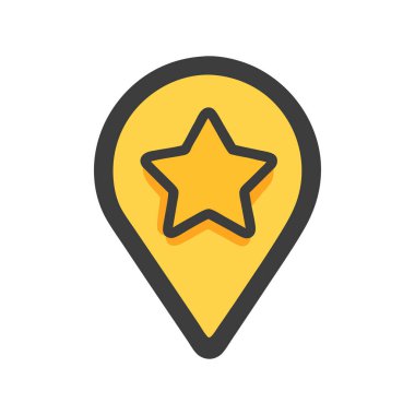 Sarı Yıldız Harita İşaretleyici Konum Simgesi Tasarımı