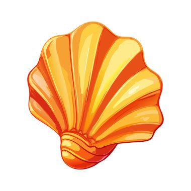 Canlı Orange Seashell Yaz Sahili İllüstrasyonu