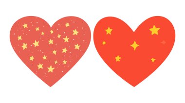 İki Şirin Yıldız Kalpli Kırmızı Turuncu Sevgililer Günü Zirvesi