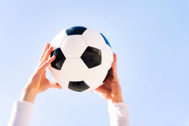 Futbol topu, futbol ve spor konsepti, metin için kopyalama alanı