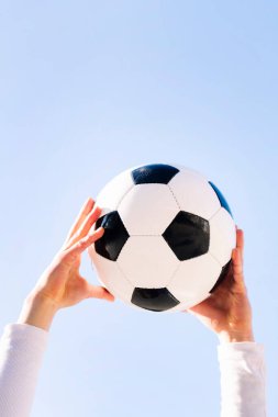 Futbol topu, futbol ve spor konsepti, metin için kopyalama alanı