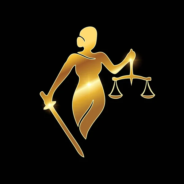 Altın Kadın Adalet Vekil Simgesi — Stok Vektör