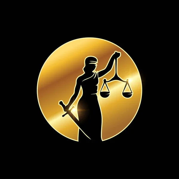 Golden Lady Igazságügy Vektor Ikon — Stock Vector