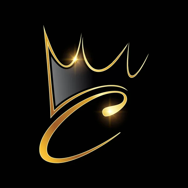 Gold Monogramm Crown Logo Anfangsbuchstabe — Stockvektor