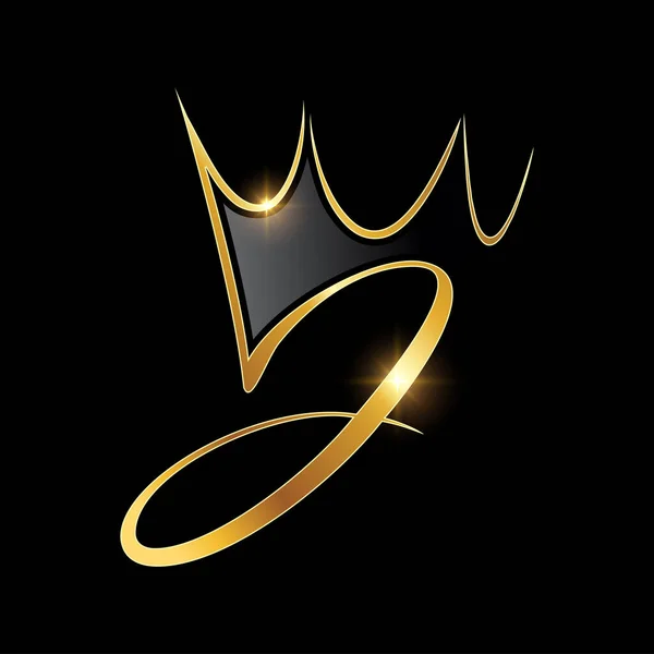 Altın Monogram Crown Logosu Baş Harfleri — Stok Vektör