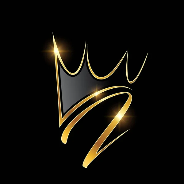 Gold Monogram Crown Logo Initial Letter — 스톡 벡터