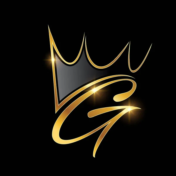 Altın Monogram Crown Logosu Baş Harfi — Stok Vektör