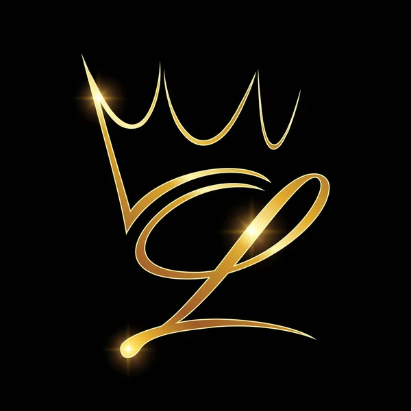 Gold Monogram Crown Logo Initial Letter — 스톡 벡터