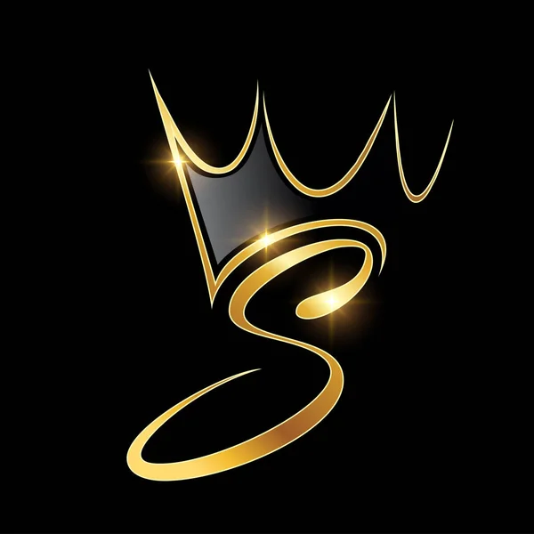 Gold Monogram Crown Logo Kezdőbetű — Stock Vector