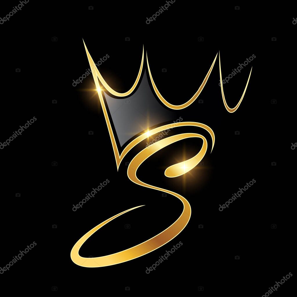 Gold Monogram Crown Logo Initial Letter S