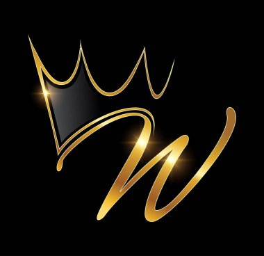Altın Monogram Crown Logosu Baş harfleri W