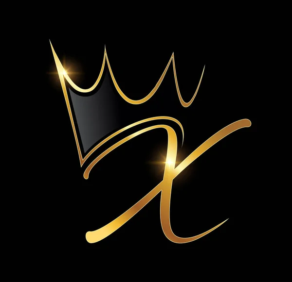 Goldenes Monogramm Crown Logo Anfangsbuchstabe — Stockvektor