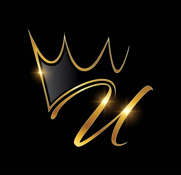 Golden Mongram Crown Logo Initial Letter — 스톡 벡터