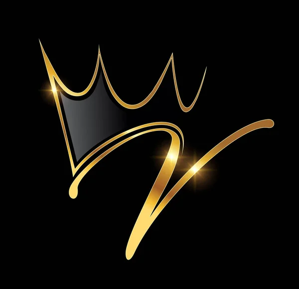 Goldenes Monogramm Crown Logo Anfangsbuchstabe — Stockvektor