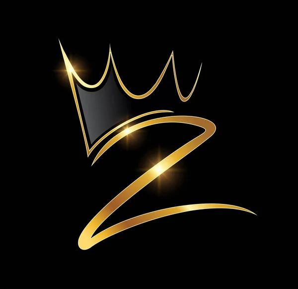 Golden Monogram Crown Logo Initial Letter — стоковий вектор