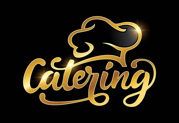 Golden Catering Monogram Logotyp Med Chef Hatt Vektor Ikon — Stock vektor