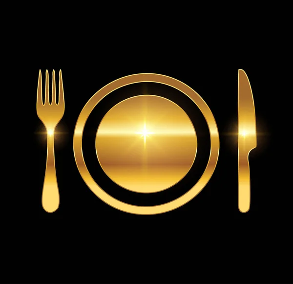 Golden Luxury Food Vector Icono — Archivo Imágenes Vectoriales