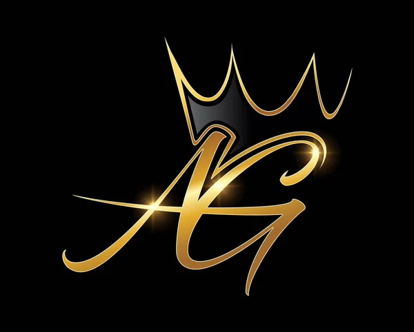 Golden Crown Monogram Logo Initial — 图库矢量图片