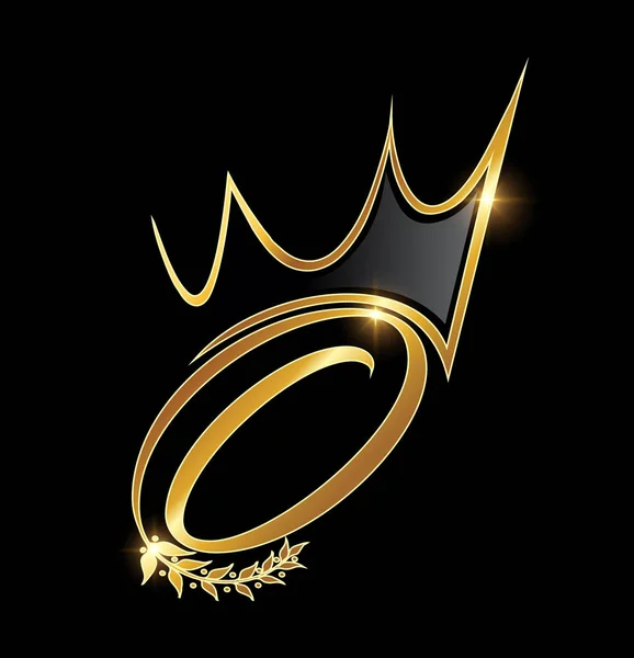 Corona Oro Monogramma Delle Foglie Lettera Iniziale — Vettoriale Stock