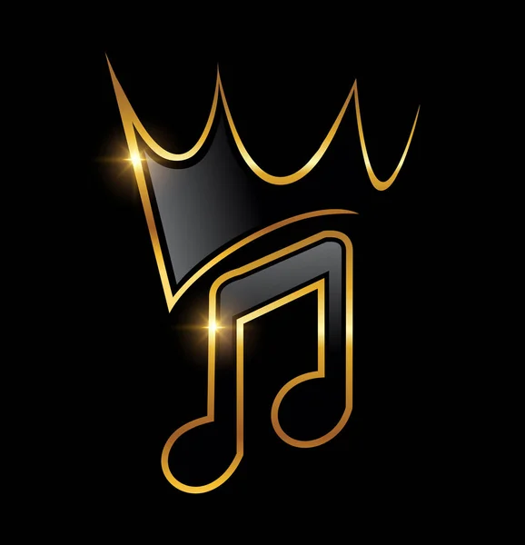 Golden Music Note Avec Couronne Icône — Image vectorielle