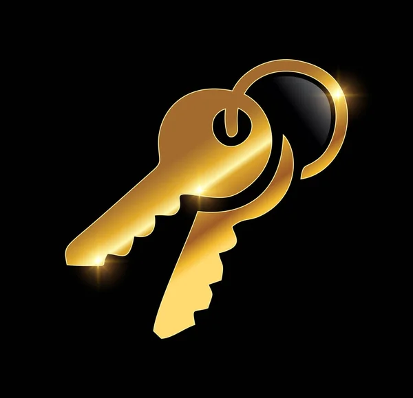 Golden Luxury Key Vektor Ikon — Stock Vector