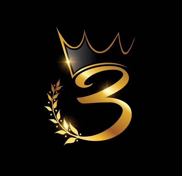 Altın Lüks Kraliyet Monogramı Numara — Stok Vektör