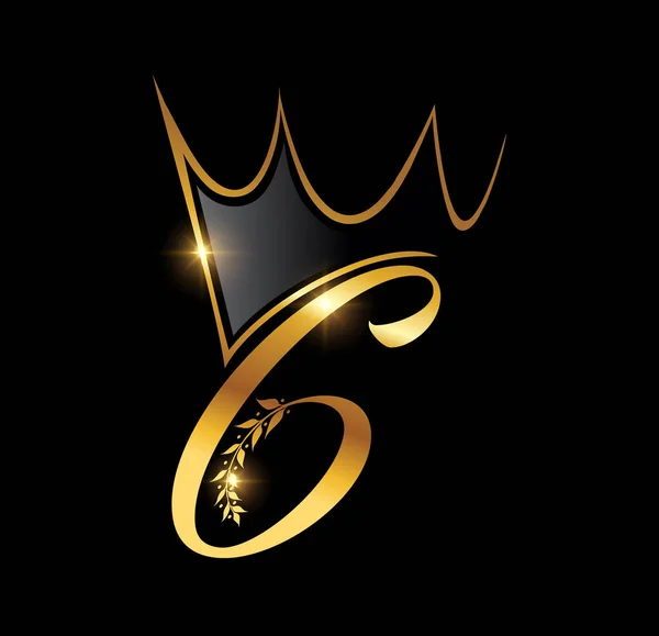 Goldene Luxus Krone Monogramm Nummer — Stockvektor