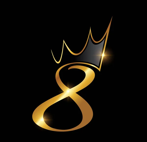Golden Luxury Crown Monogram Nummer — Stock vektor