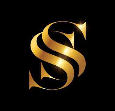 Altın Lüks Monogram Logosu İlk Mektup SS