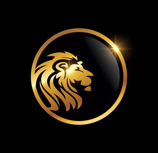 Tête Lion Cercle Logo Vecteur — Image vectorielle