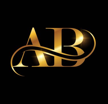 Altın Monogram İlk Logo Harfleri AB