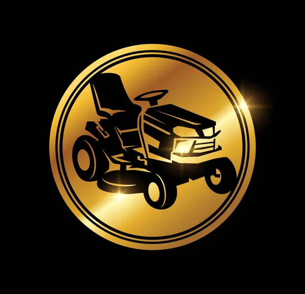 Icono Logotipo Cortacésped Lujo Dorado — Archivo Imágenes Vectoriales
