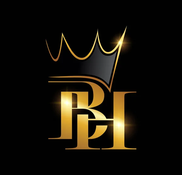 Golden Crown Monogram Initial Letters Bih — 图库矢量图片