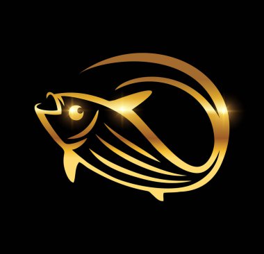 Altın Lüks Balık Vektörü Simgesi