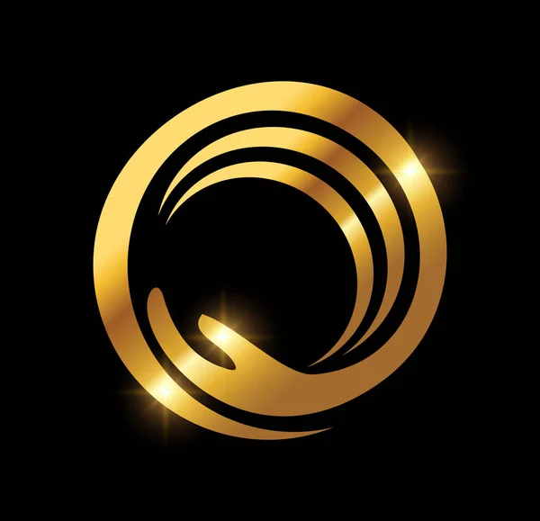 Icône Vectorielle Soins Des Mains Golden Circle — Image vectorielle
