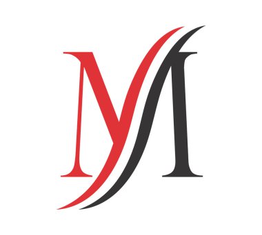 M Monogram Logosu İlk Harf Simgesi Simgesi