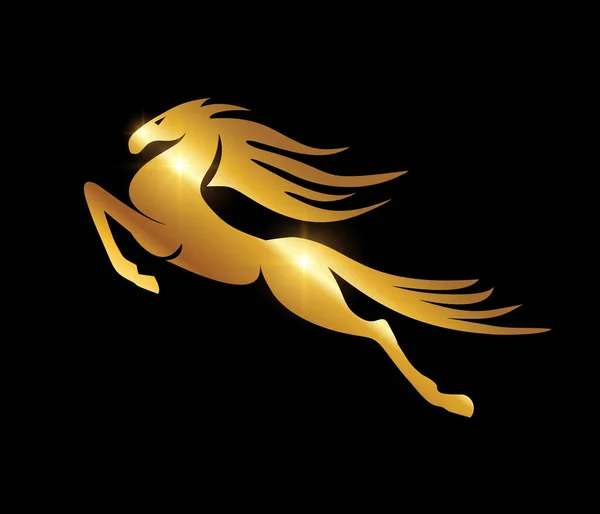 Ícone Vetor Logotipo Cavalo Salto Dourado — Vetor de Stock