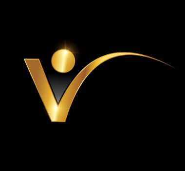 Golden Monogram Logo Initial Letter V