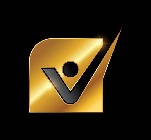 Golden Monogram Logo Initial Letter V