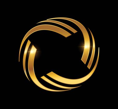 Altın Çember Swoosh Logo Vektörü Simgesi