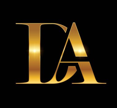 Golden Monogram Logo Initial Letter DA